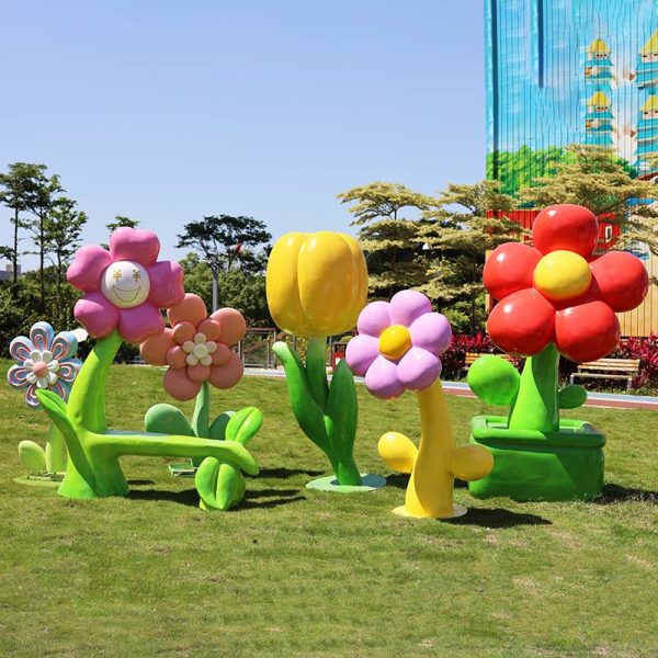 Outdoor park landscape fiberglass rose sculpture - Image 4