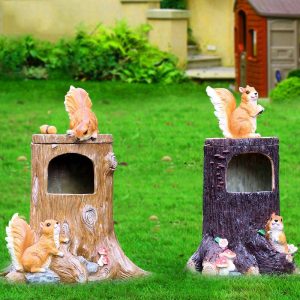 Outdoor park fiberglass animal sculpture trash can