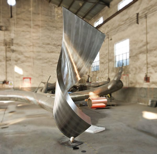 Stainless steel streamer abstract creative sculpture