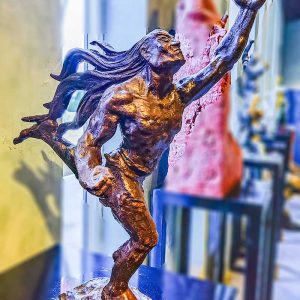 Bronze sculpture of ancient Chinese mythological figures: Kuafu chasing the sun