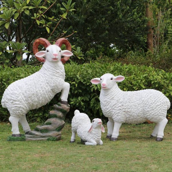 A fiberglass reinforced plastic goat sculpture in an outdoor park