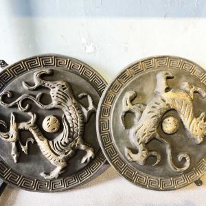 Antique Han Dynasty mythical beast Qinglong and White Tiger tile