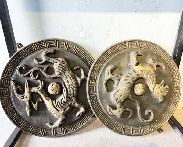Antique Han Dynasty mythical beast Qinglong and White Tiger tile
