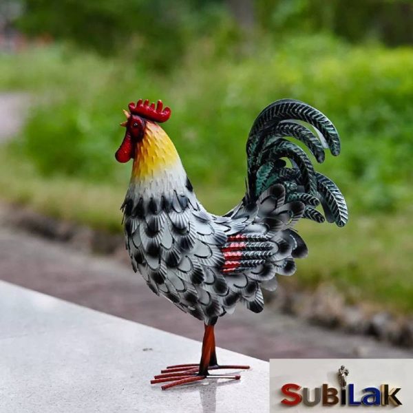 Outdoor Park Lawn Garden Crafts Fiberglass Rooster Sculpture - Image 4
