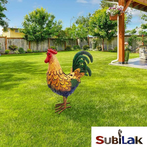 Outdoor Park Lawn Garden Crafts Fiberglass Rooster Sculpture - Image 3