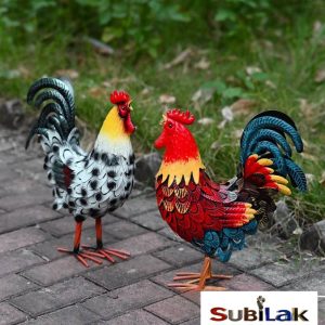 Outdoor Park Lawn Garden Crafts Fiberglass Rooster Sculpture