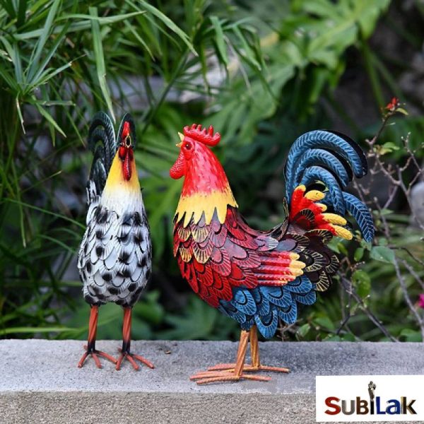 Outdoor Park Lawn Garden Crafts Fiberglass Rooster Sculpture - Image 2