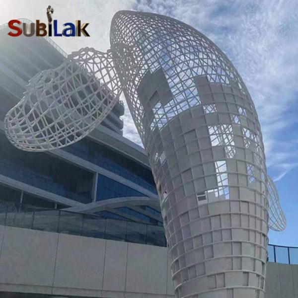 Outdoor city square commercial block public place Large metal stainless steel mesh hollow whale sculpture - Image 4