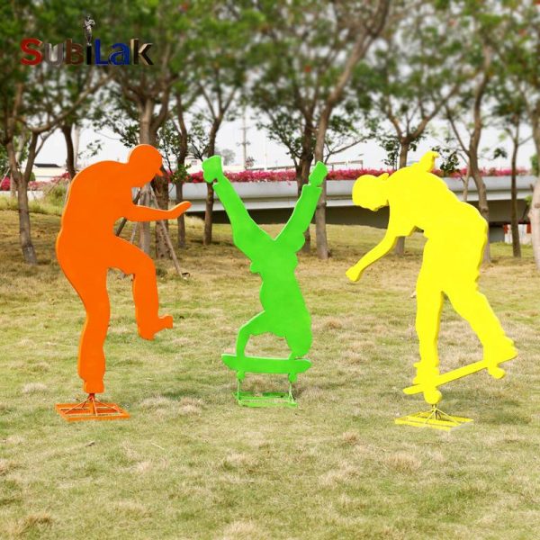 Outdoor park fiberglass sculpture with sports silhouette theme - Image 7