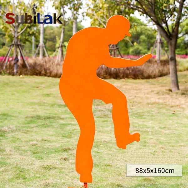 Outdoor park fiberglass sculpture with sports silhouette theme - Image 6