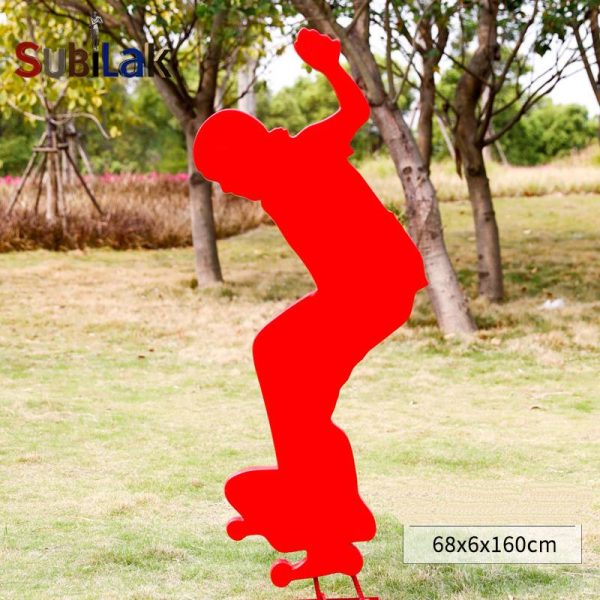 Outdoor park fiberglass sculpture with sports silhouette theme - Image 2