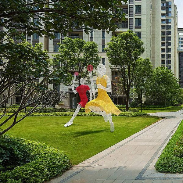 Outdoor park stainless steel hollow material Stainless steel hollow sculpture sports theme sculpture - Image 2