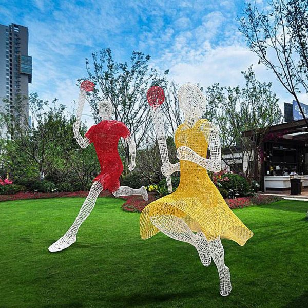 Outdoor park stainless steel hollow material Stainless steel hollow sculpture sports theme sculpture - Image 3