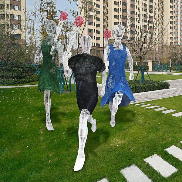 Outdoor park stainless steel hollow material Stainless steel hollow sculpture sports theme sculpture - Image 4