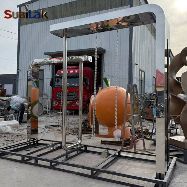 Stainless steel sculpture swings in public spaces such as city squares, parks, commercial blocks - Image 3