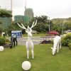 Outdoor city sculpture garden landscape white deer shape fiberglass sculpture