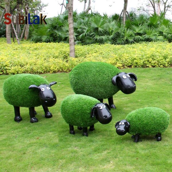 Outdoor park grass fiberglass turf sheep sculpture - Image 3