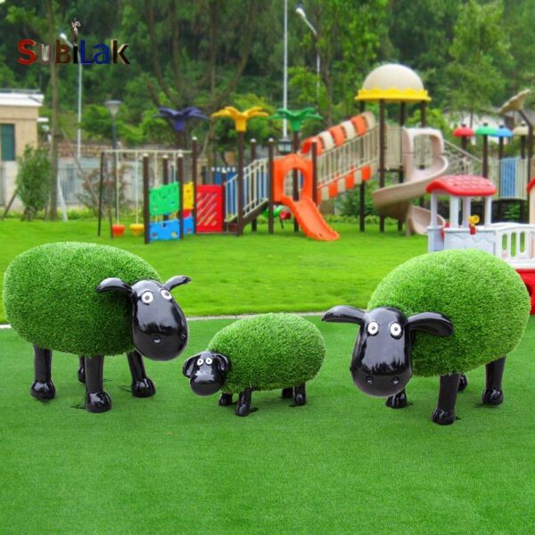 Outdoor park grass fiberglass turf sheep sculpture - Image 2
