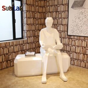 Indoor simple geometric surface reader sculpture