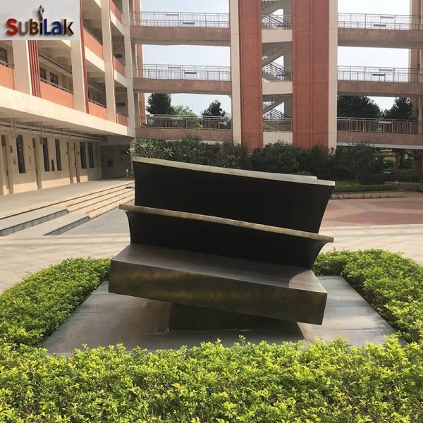Outdoor campus large bronze book sculpture - Image 4