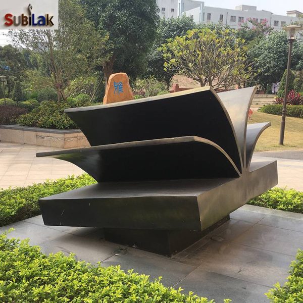 Outdoor campus large bronze book sculpture - Image 3