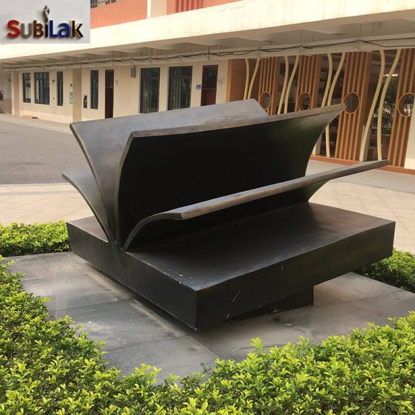 Outdoor campus large bronze book sculpture - Image 2