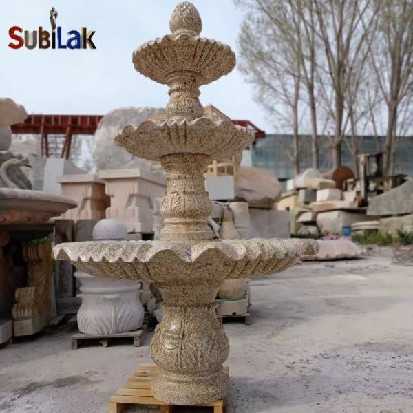 Outdoor garden courtyard marble stone fountain sunset red wind water ball landscape sculpture - Image 3
