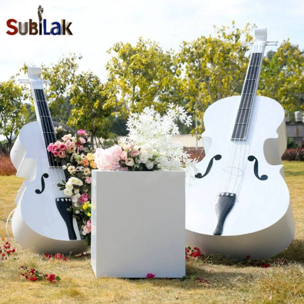 Outdoor park grass metal iron abstract violin sculpture - Image 2