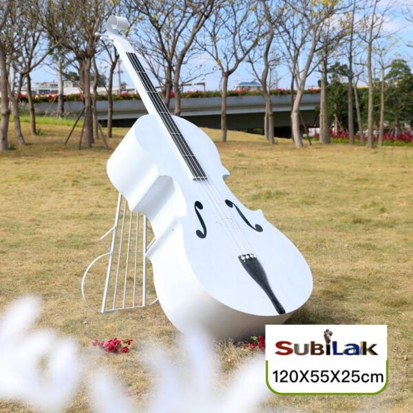 Outdoor park grass metal iron abstract violin sculpture - Image 4