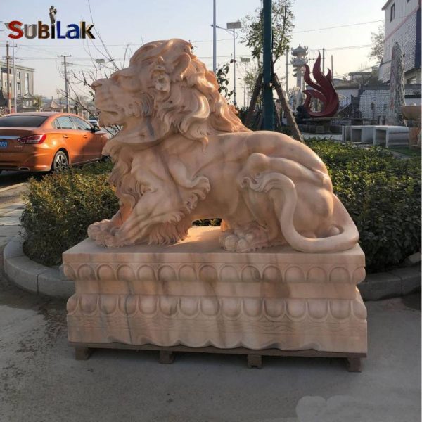 Outdoor Garden Marble Lion Sculpture - Image 3
