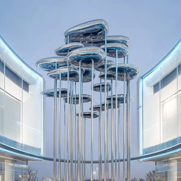 Outdoor landscape commercial street stainless steel cloud sculpture - Image 4