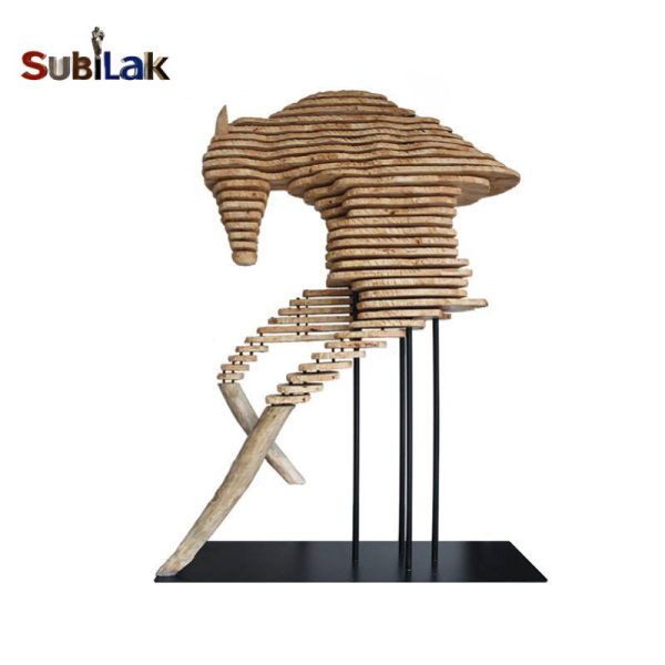 Interior decoration stacked material wood board abstract horse decoration sculpture - Image 2