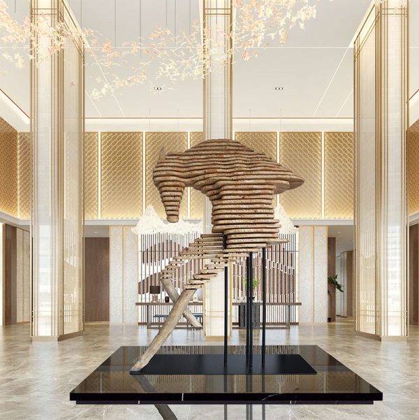 Interior decoration stacked material wood board abstract horse decoration sculpture - Image 3