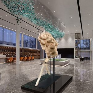 Interior decoration stacked material wood board abstract horse decoration sculpture