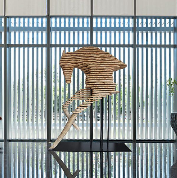 Interior decoration stacked material wood board abstract horse decoration sculpture - Image 5