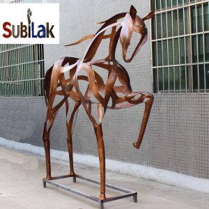 Outdoor park city space stainless steel material abstract hollow sculpture horse work