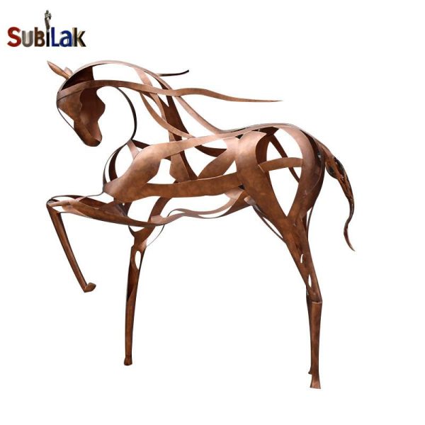Outdoor park city space stainless steel material abstract hollow sculpture horse work - Image 2