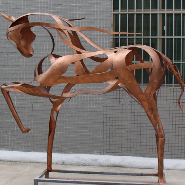 Outdoor park city space stainless steel material abstract hollow sculpture horse work - Image 6