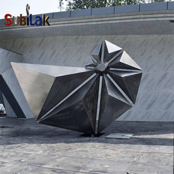 City street ocean landscape art stainless steel creative conch sculpture - Image 2