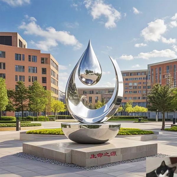 Outdoor City Plaza Mall Stainless Steel "Water" Themed Sculpture - Image 5