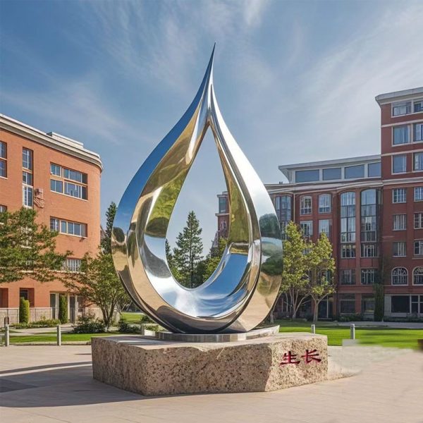 Outdoor City Plaza Mall Stainless Steel "Water" Themed Sculpture - Image 3