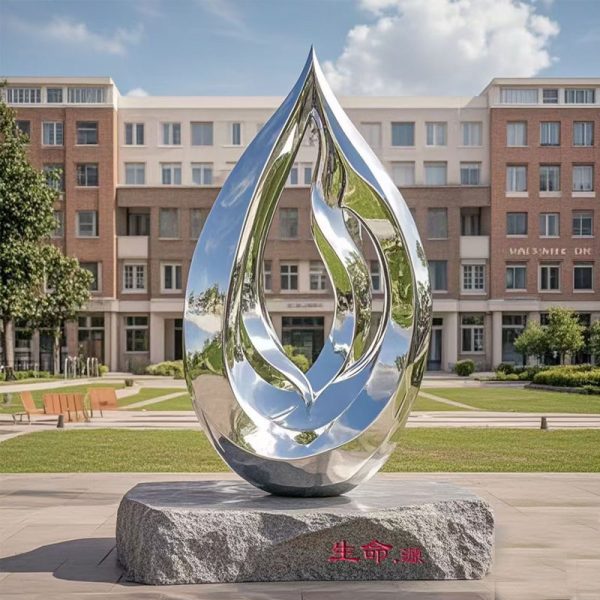 Outdoor City Plaza Mall Stainless Steel "Water" Themed Sculpture - Image 2
