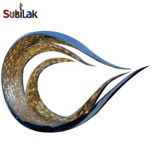 Outdoor park real estate garden landscape stainless steel mirror abstract wave sculpture