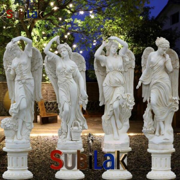 Outdoor park square white marble female stone sculpture - Image 2