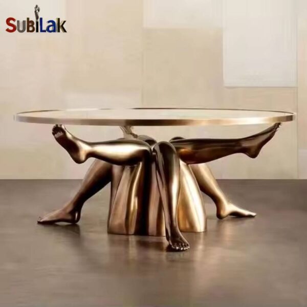 High quality cast metal bronze coffee table - Image 4