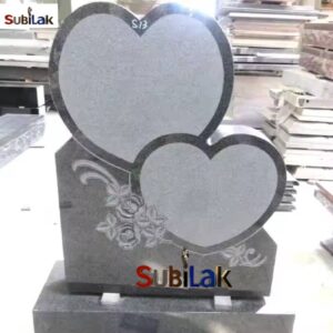 Double Heart Granite Tombstone Sculpture