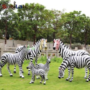 Outdoor Park Grass Fiberglass Zebra Sculpture