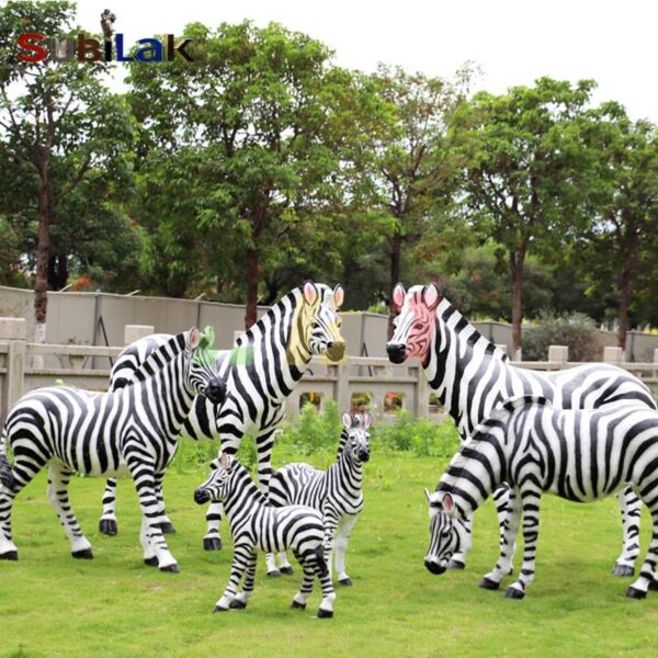 Outdoor Park Grass Fiberglass Zebra Sculpture
