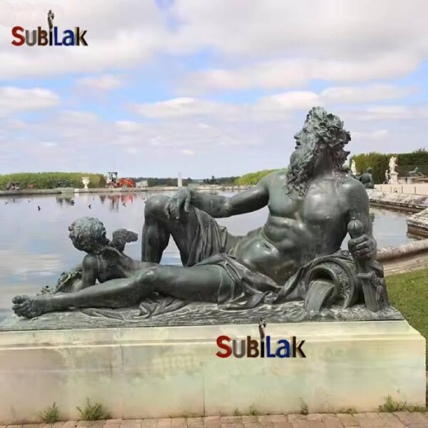 European bronze sculpture Greek river god statue