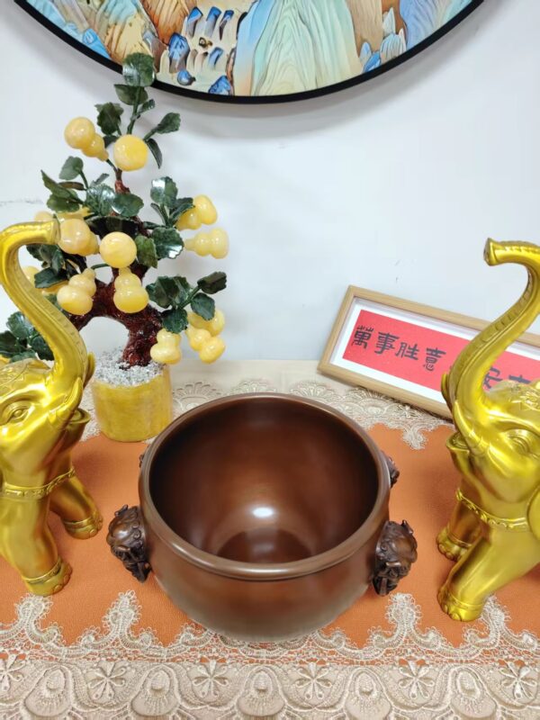 Copper Forbidden City Lion Head Cylinder Ornaments Auspicious Crafts Home Office Copper Cylinder Decorations - Image 6